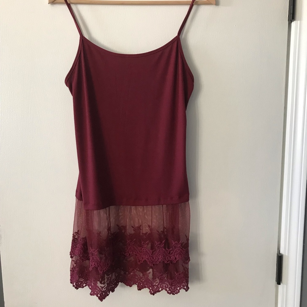 2/$15 Burgundy lace layering camisole. NWOT